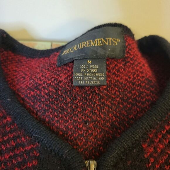 Vintage 100% Wool Buffalo Check Plaid Requirements Zip-up Long Sleeve Cardigan - Picture 9 of 10
